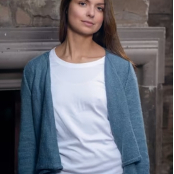 Soft Surroundings Crop Cardigan in Teal Size Small - Picture 2 of 8